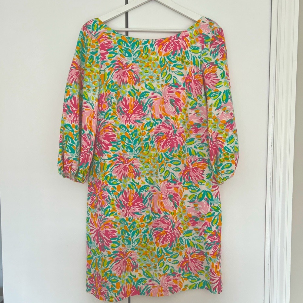 🌴Lilly Pulitzer Little Lilet Cindy Dress Silk Blend Size 6 Pink Green Floral